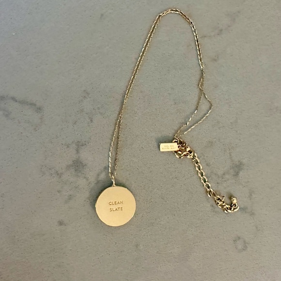 Kate Spade Idiom Reversible Necklace - Clean Slate gold white circle coin - Picture 7 of 16